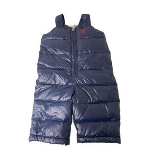 Ralph Lauren Infant Boys 3M Navy Blue Quilted Puffer Down Snowsuit Overalls